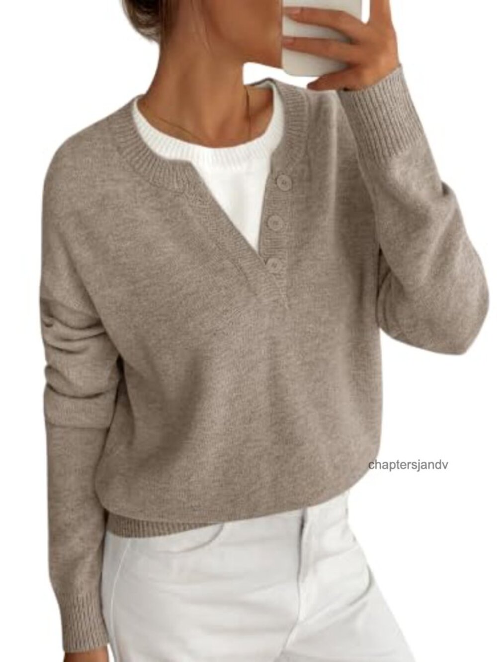 Women Long Sleeve Crew Neck Knit Sweater Oversized Pullover Top